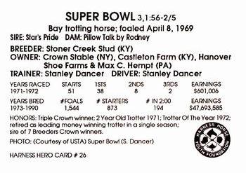 1991 Harness Heroes #26 Super Bowl Back